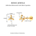 Rosec Jewels-Round Moissanite Flower Cartilage Earring in Gold