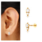 Rosec Jewels-Simple Bezel Set Moissanite Two Stone Tragus Earring