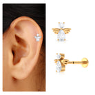 Rosec Jewels-Pear and Round Moissanite Angel Cartilage Earring