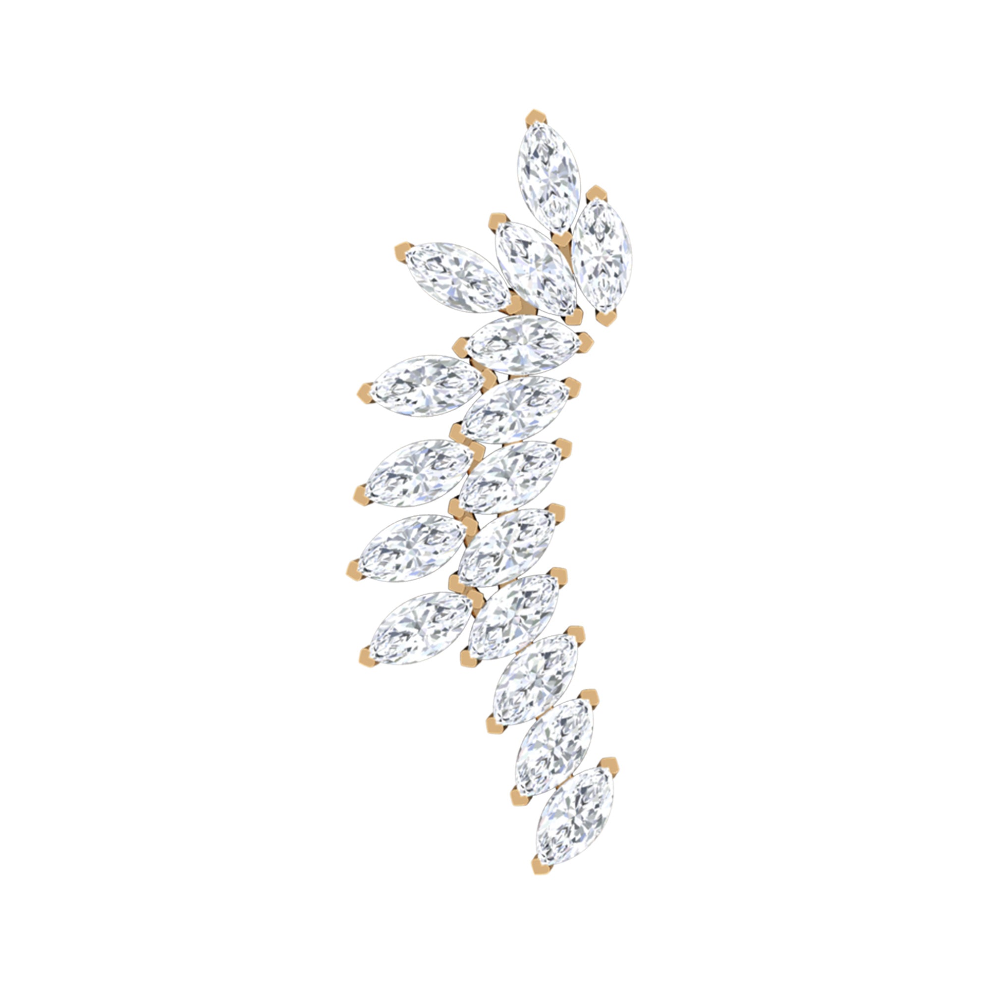 Rosec Jewels-Marquise Moissanite Cluster Crawler Earring in Gold