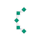 Created Emerald and Moissanite Curved Crawler Earring Lab Created Emerald - ( AAAA ) - Quality - Rosec Jewels