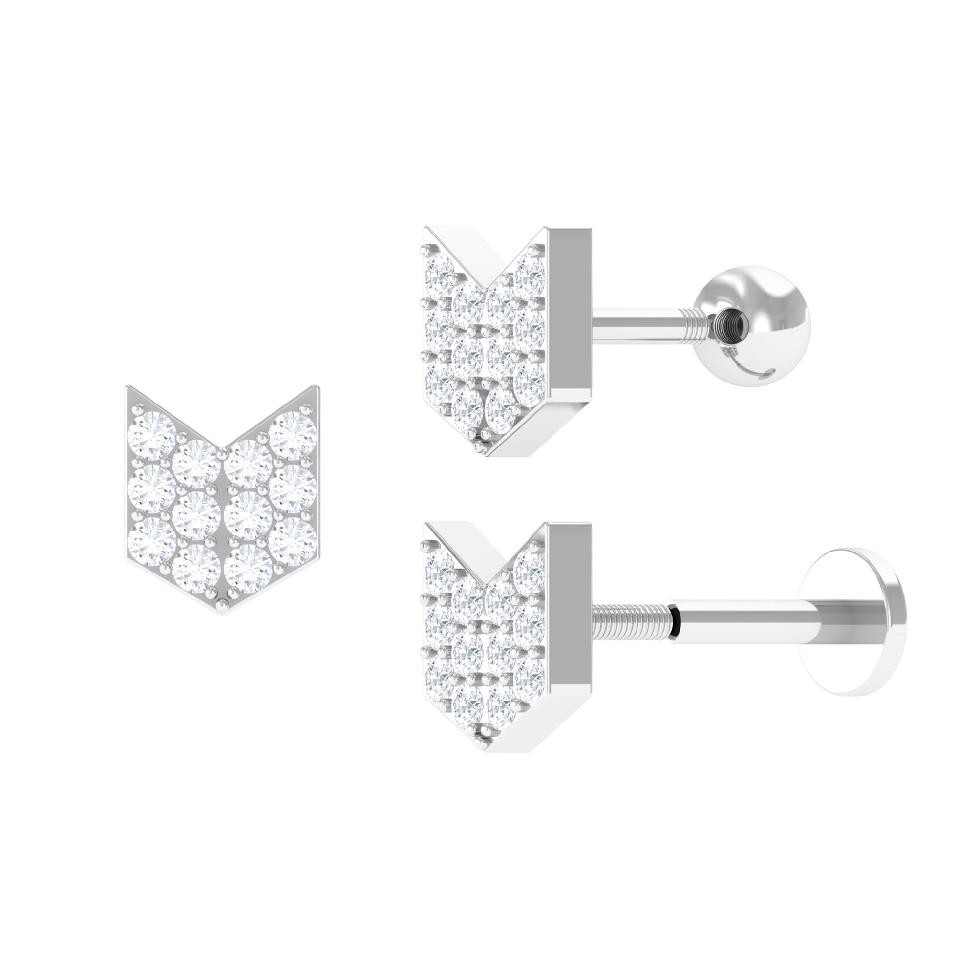 Rosec Jewels-Certified Moissanite Arrow Cartilage Earring in Gold