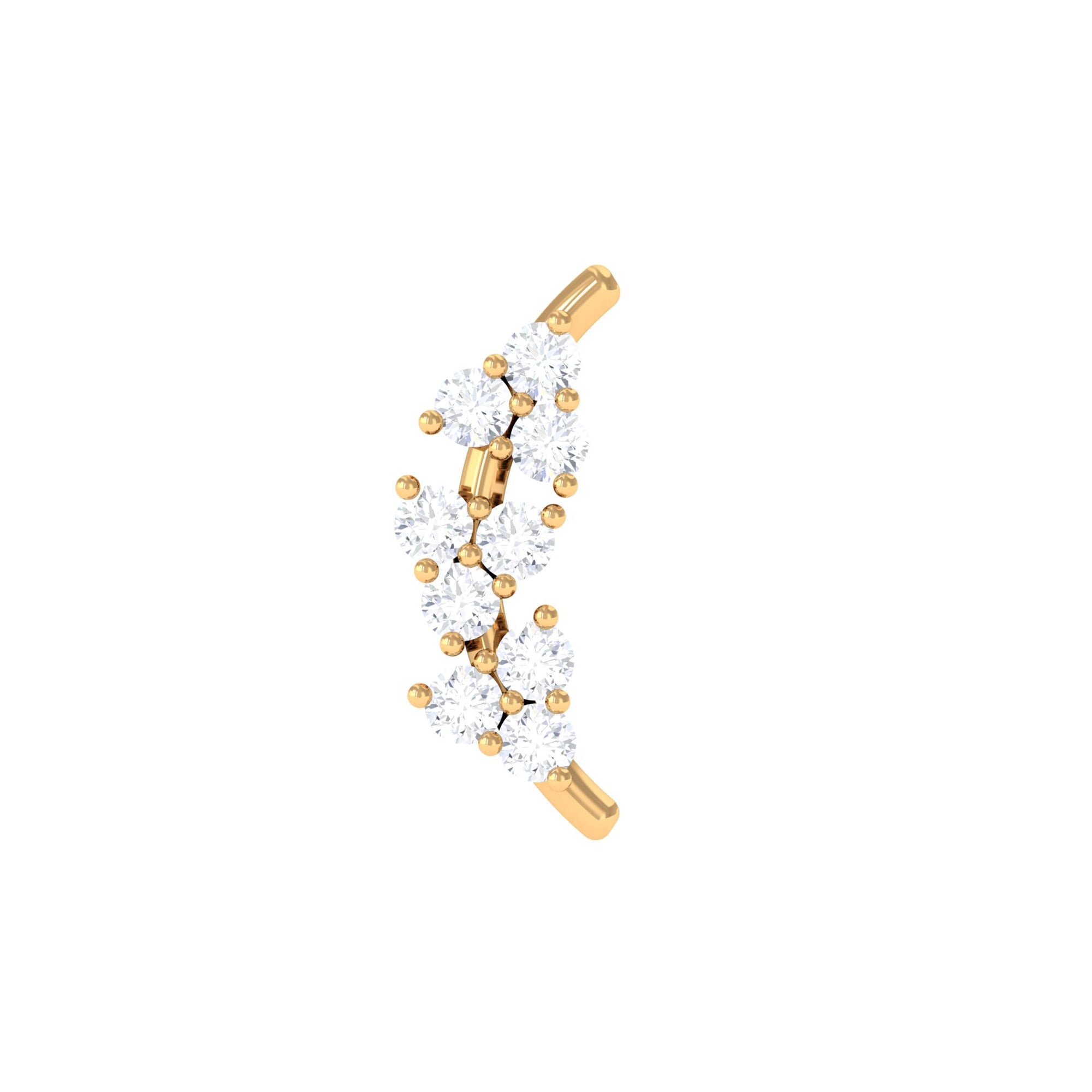 Rosec Jewels-Round Diamond Cluster Curved Helix Earring in Gold