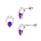 Rosec Jewels-Amethyst and Moissanite Pear Shape Cartilage Earring