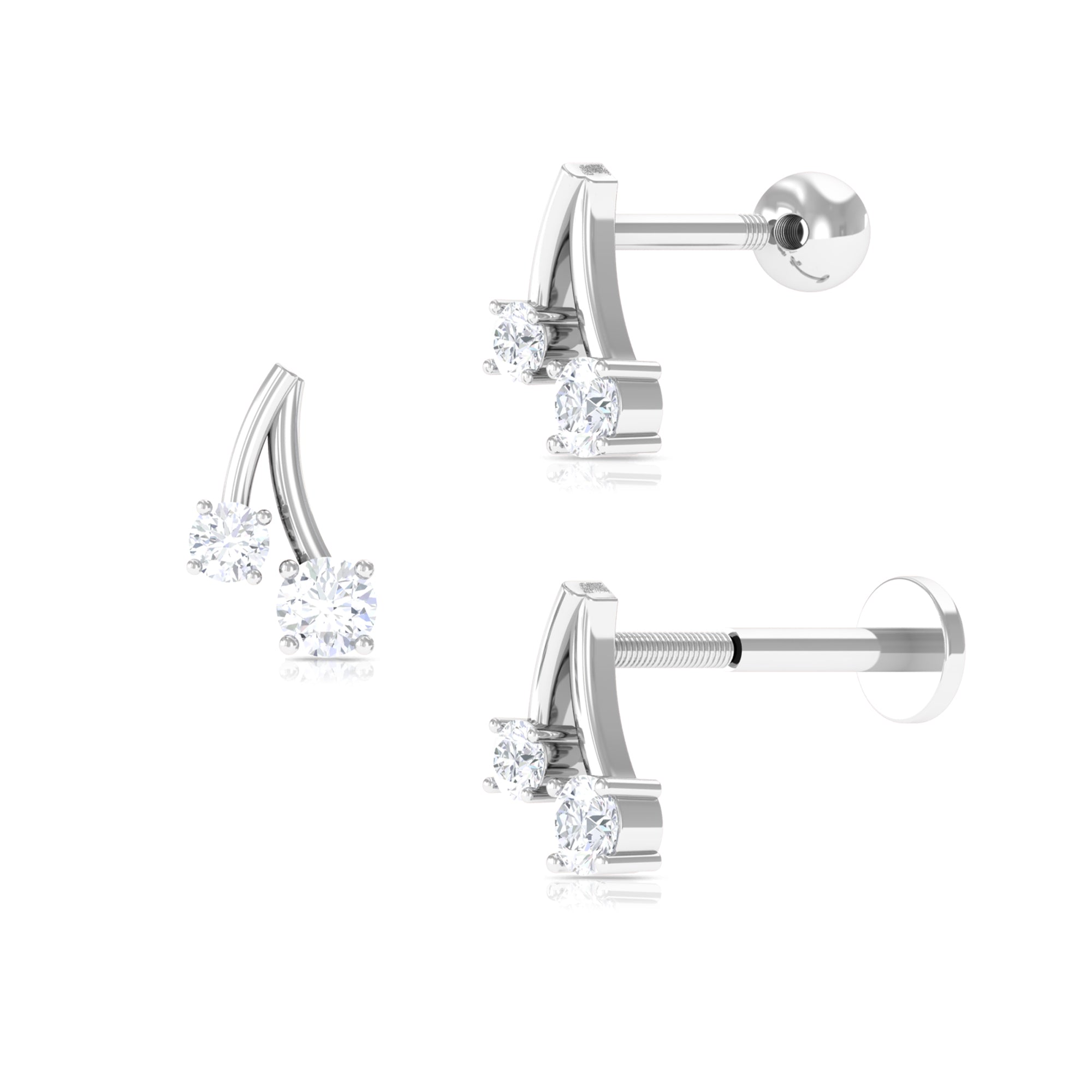 Rosec Jewels-Round Moissanite Cherry Earring for Helix Piercing