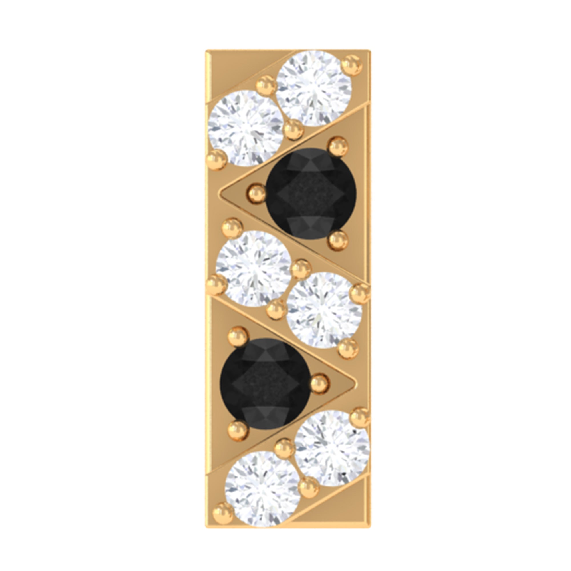 Rosec Jewels-Black Diamond and Moissanite Gold Bar Conch Earring