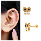 Rosec Jewels-Black Diamond and Moissanite X Cartilage Earring in Gold