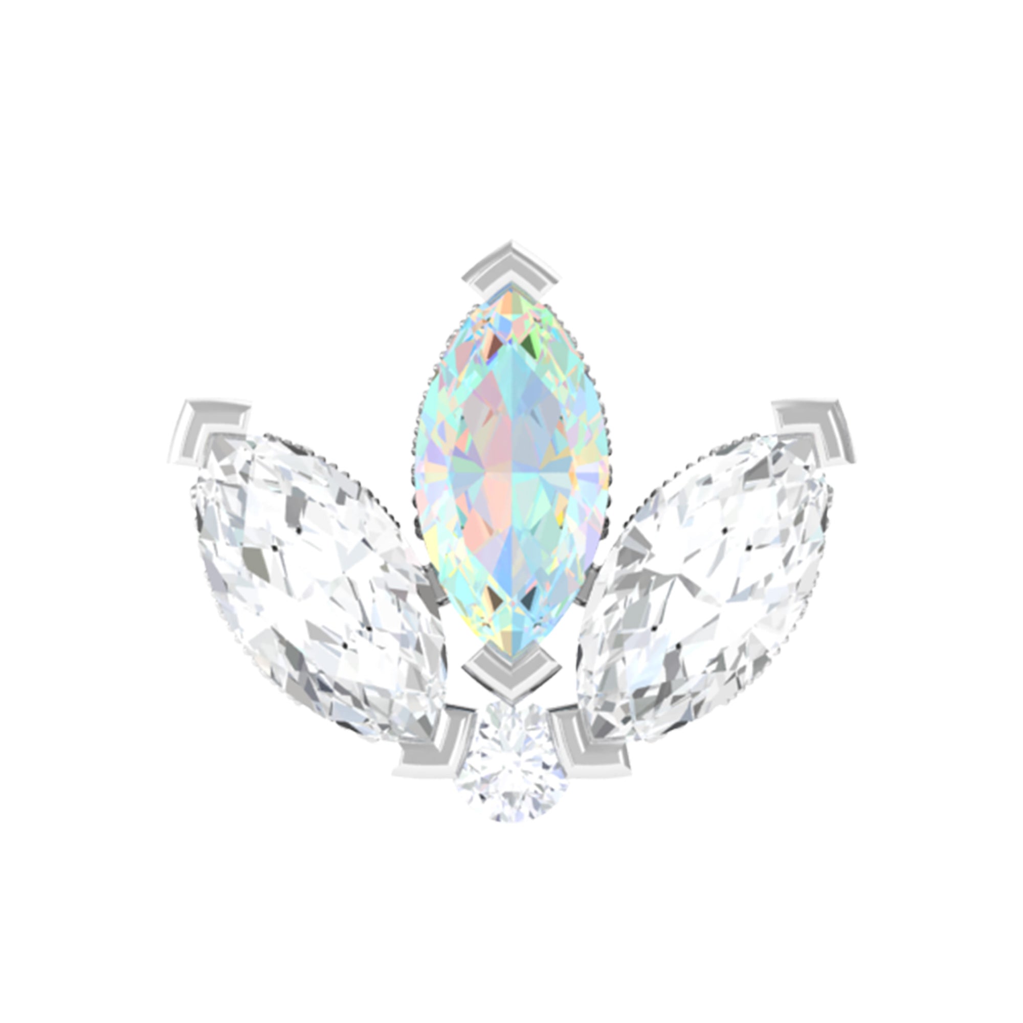 Rosec Jewels-Ethiopian Opal and Moissanite Lotus Flower Earring for Helix Piercing