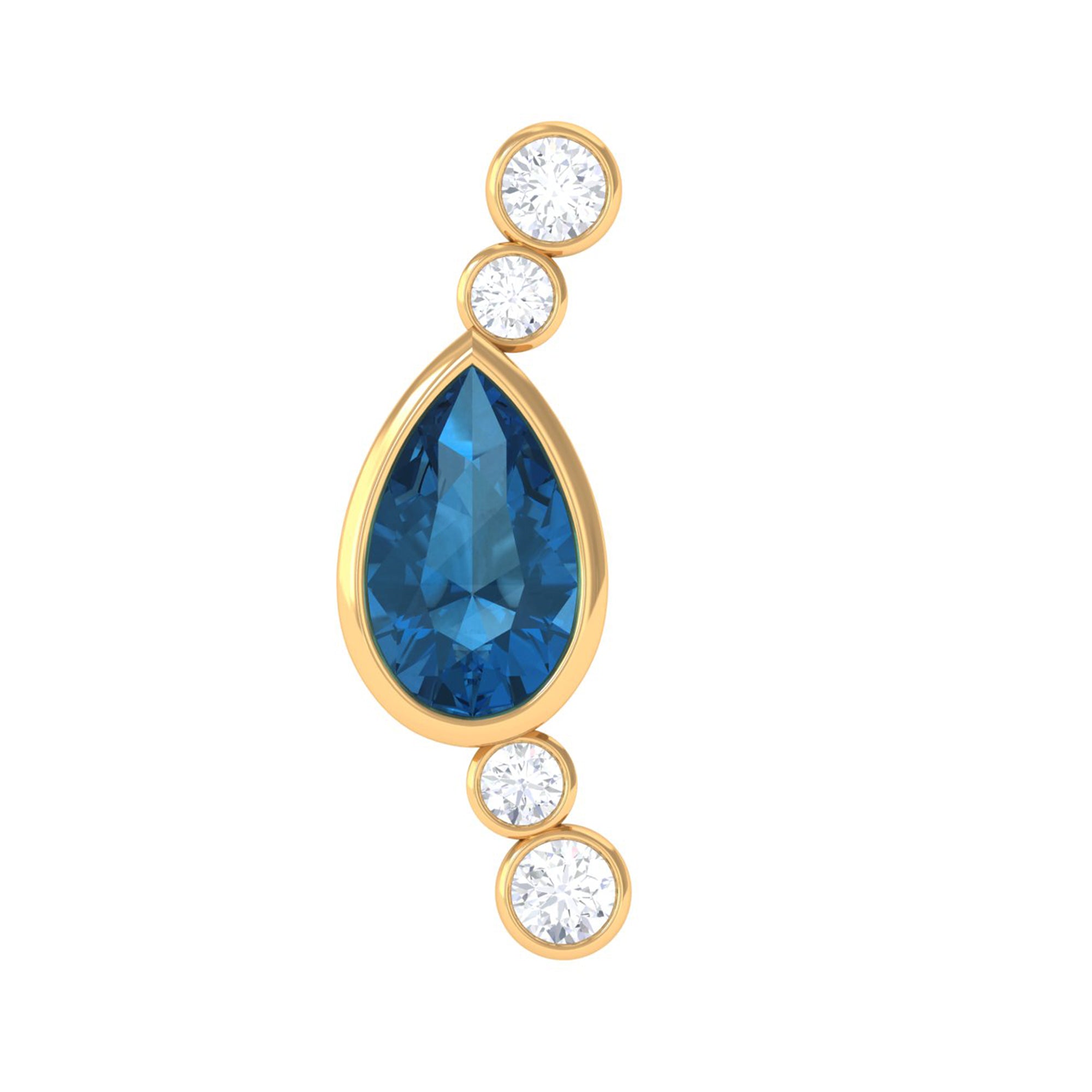 Rosec Jewels-London Blue Topaz Ear Crawler Earring with Diamond