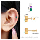 Rosec Jewels-Amethyst and Emerald Two Stone Helix Earring