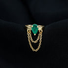 Rosec Jewels-Pear Emerald Conch Hoop Earring with Dangling Chain