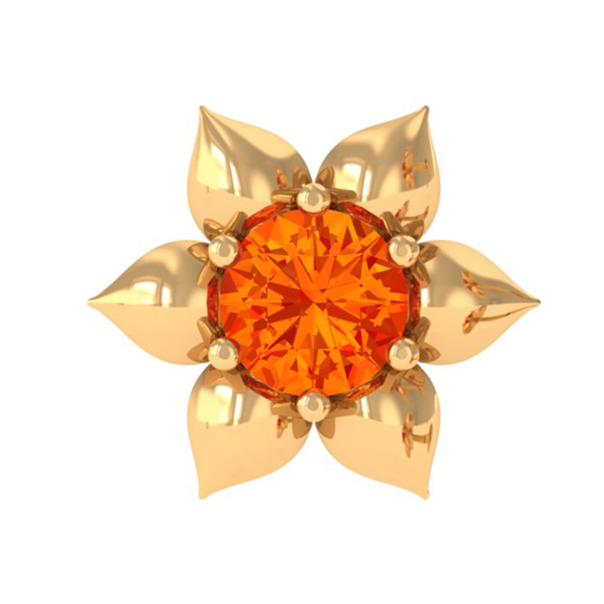 Rosec Jewels-Round Orange Sapphire Flower Cartilage Earring