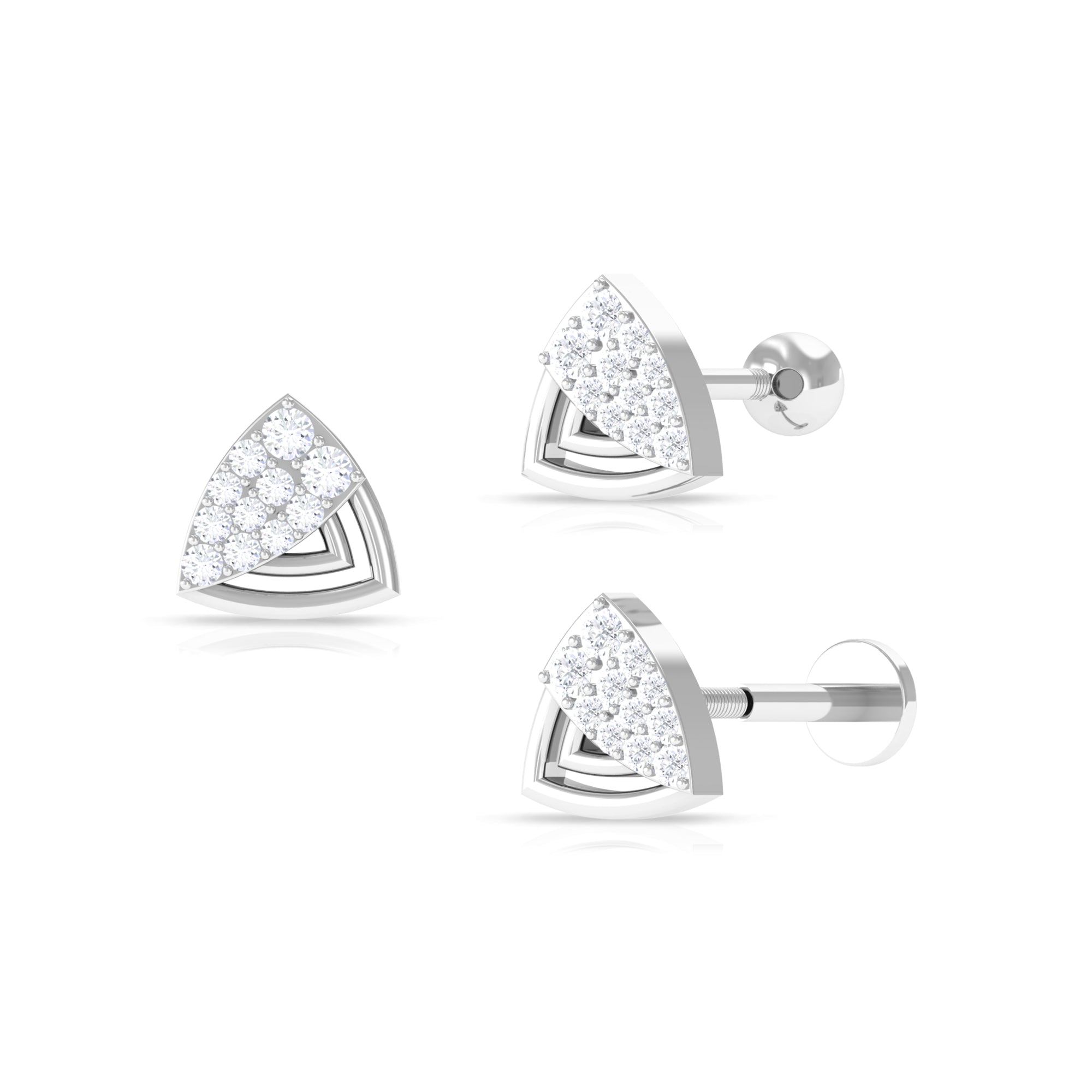 Rosec Jewels-Minimal Moissanite Triangle Geometric Helix Earring