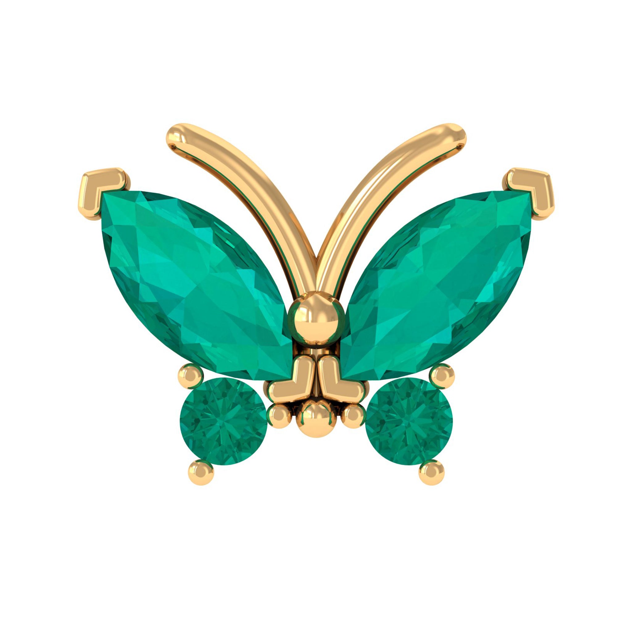 Rosec Jewels-Natural Emerald Gold Butterfly Earring for Cartilage Piercing