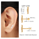 Rosec Jewels-Elegant Baguette and Round Moissanite Bar Helix Earring