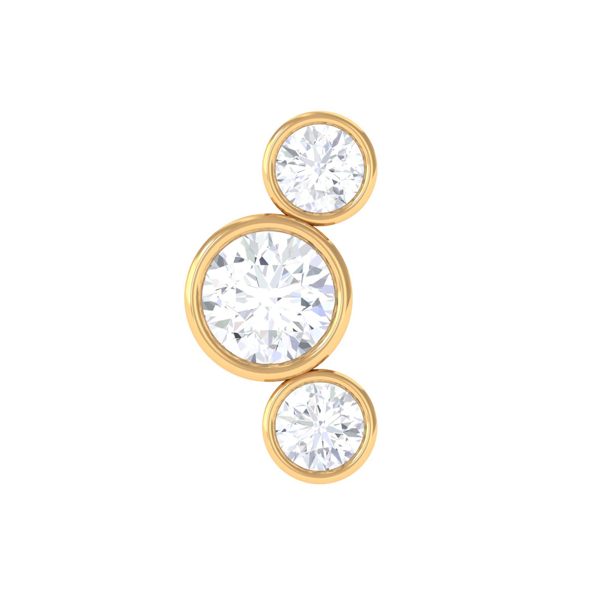 Rosec Jewels-Bezel Set Diamond Three Stone Earring for Helix Piercing