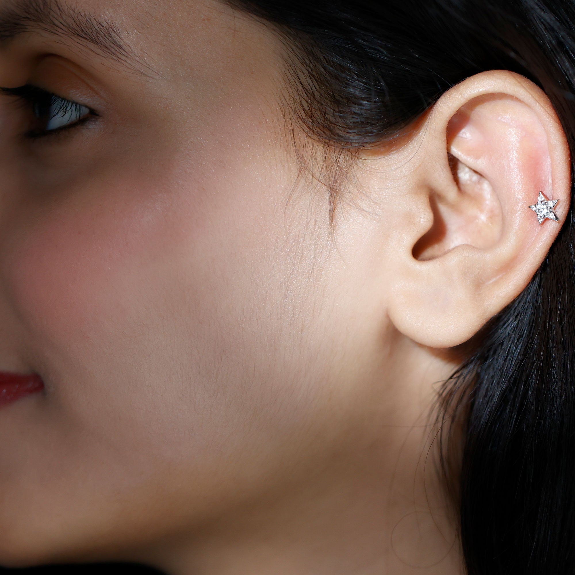 Rosec Jewels-Minimal Diamond Star Celestial Earring for Helix Piercing