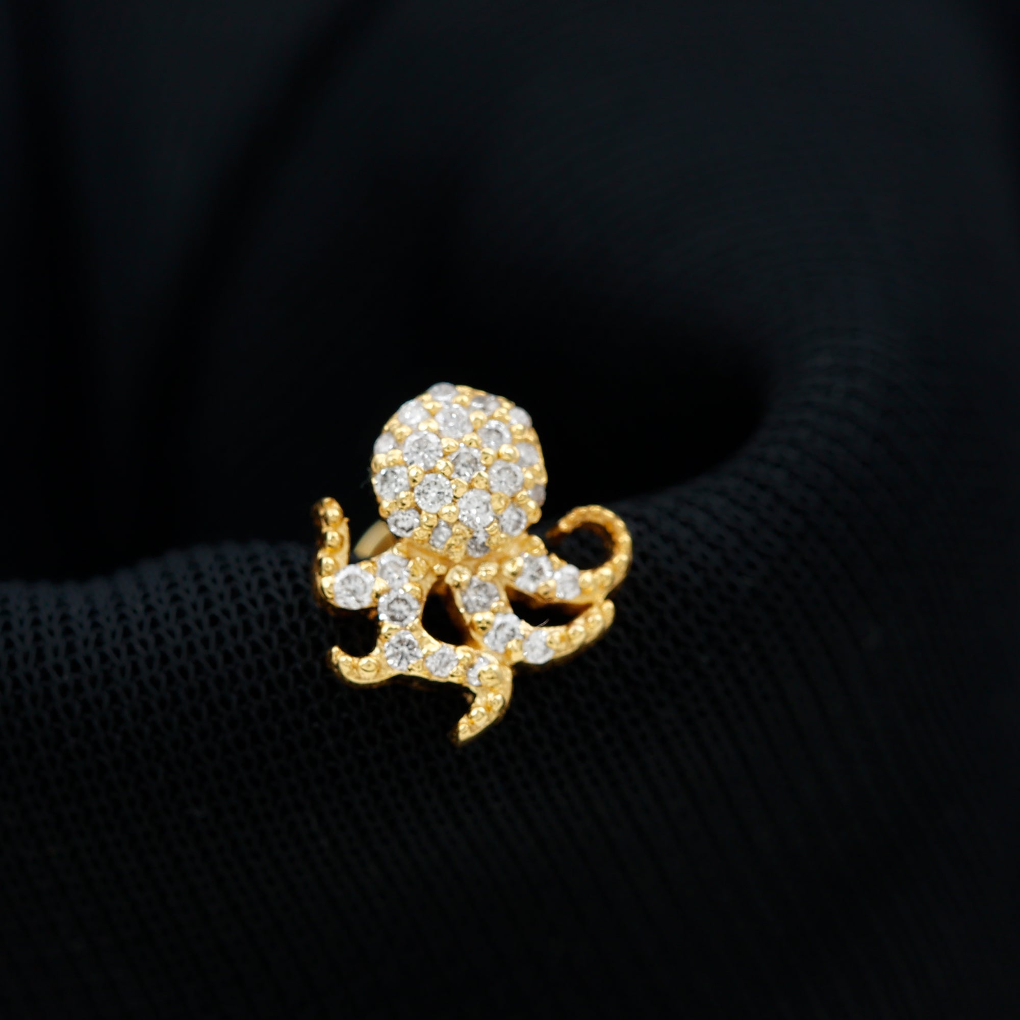 Rosec Jewels-Unique Diamond Octopus Earring with Flat Back