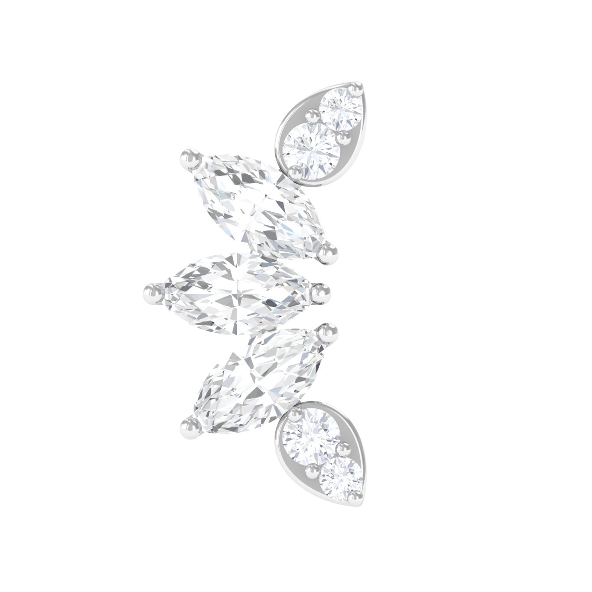 Rosec Jewels-Marquise Diamond Leaf Crawler Earring for Helix Piercing