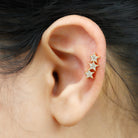 Rosec Jewels-Natural Diamond Star Crawler Earring for Cartilage Piercing