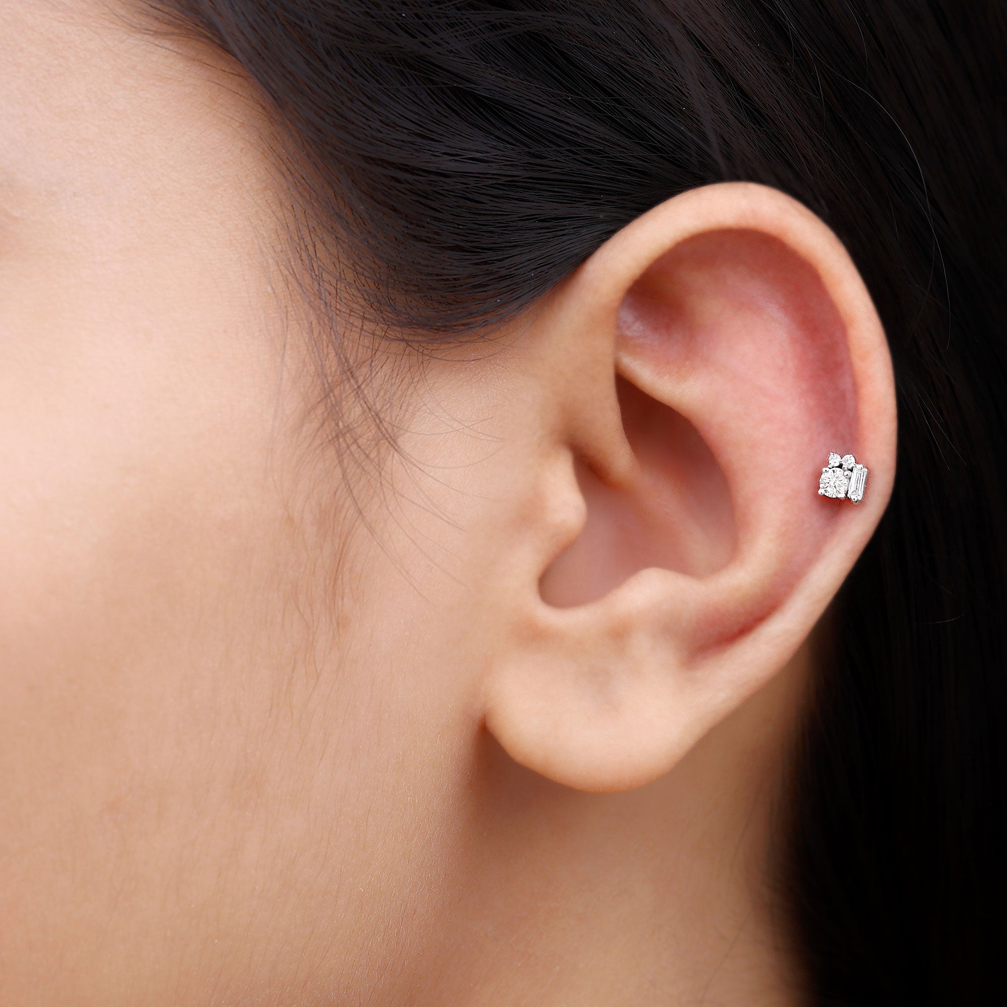 Rosec Jewels-Unique Diamond Cluster Earring for Conch Piercing