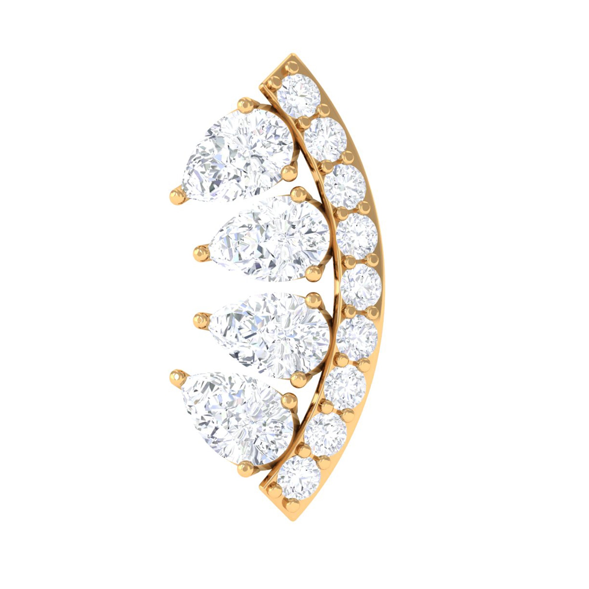 Rosec Jewels-Natural Diamond Curved Cartilage Earring with Flat Back