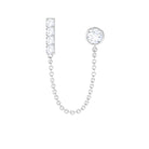 Rosec Jewels-Round Moissanite Bar Chain Earring for Double Piercing