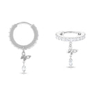 Rosec Jewels-Natural Diamond Butterfly Drop Hoop Earring for Helix Piercing