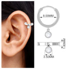 Rosec Jewels-Bezel Set Diamond Dangle Hoop Earring for Helix Piercing