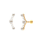 Rosec Jewels-Round Freshwater Pearl and Moissanite Crawler Earring