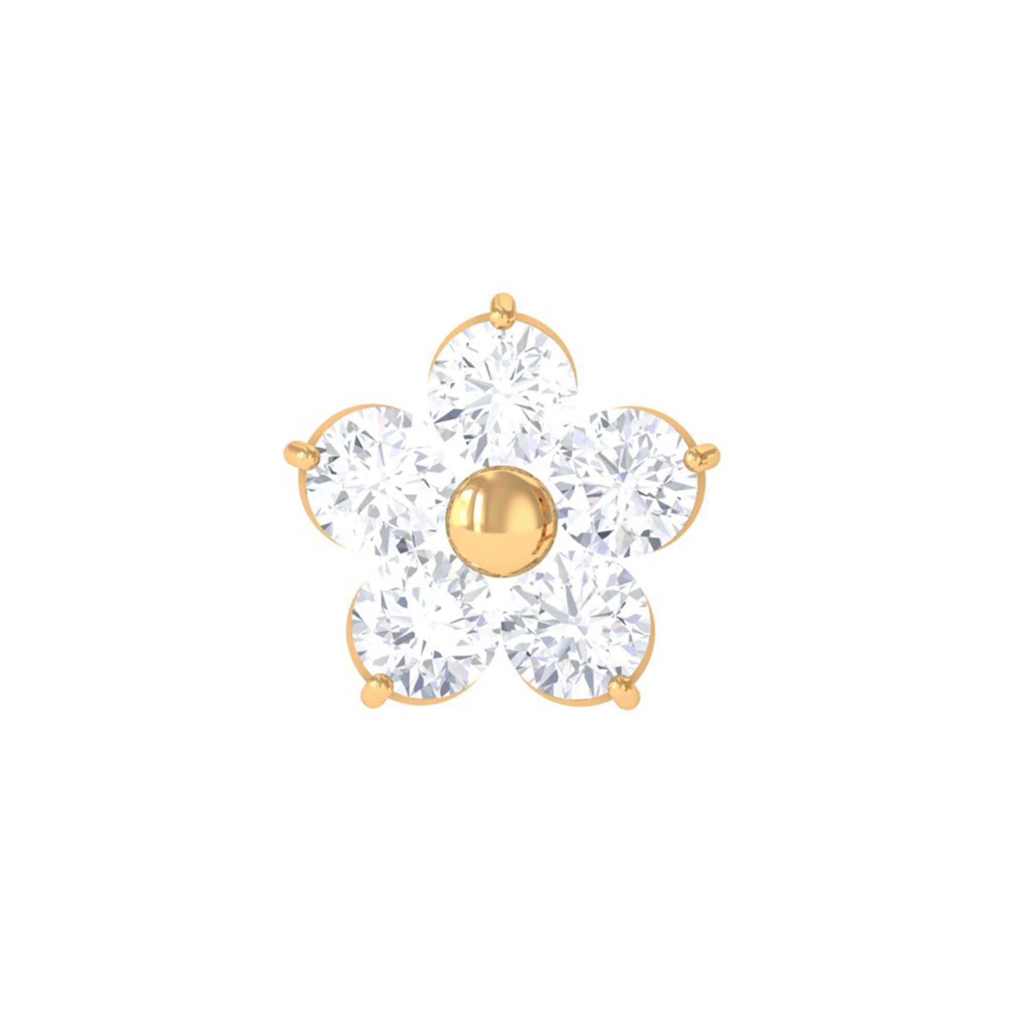 Rosec Jewels-Minimalist Diamond Flower Tragus Earring with Flat Back