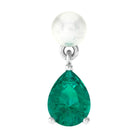 Rosec Jewels-Freshwater Pearl and Emerald Helix Dangle Earring