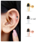 Rosec Jewels-Diamond and Black Enamel Ice Cream Earring for Helix Piercing