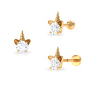 Rosec Jewels-Cute Moissanite Unicorn Helix Earring in Gold