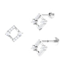 Rosec Jewels-Certified Moissanite Open Square Cartilage Earring