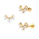 Rosec Jewels-Baguette and Round Moissanite Curved Helix Earring