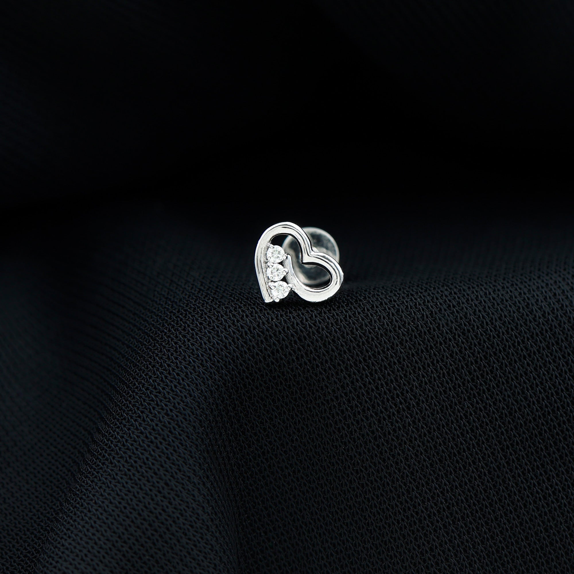 Rosec Jewels-Simple Round Diamond Heart Cartilage Earring