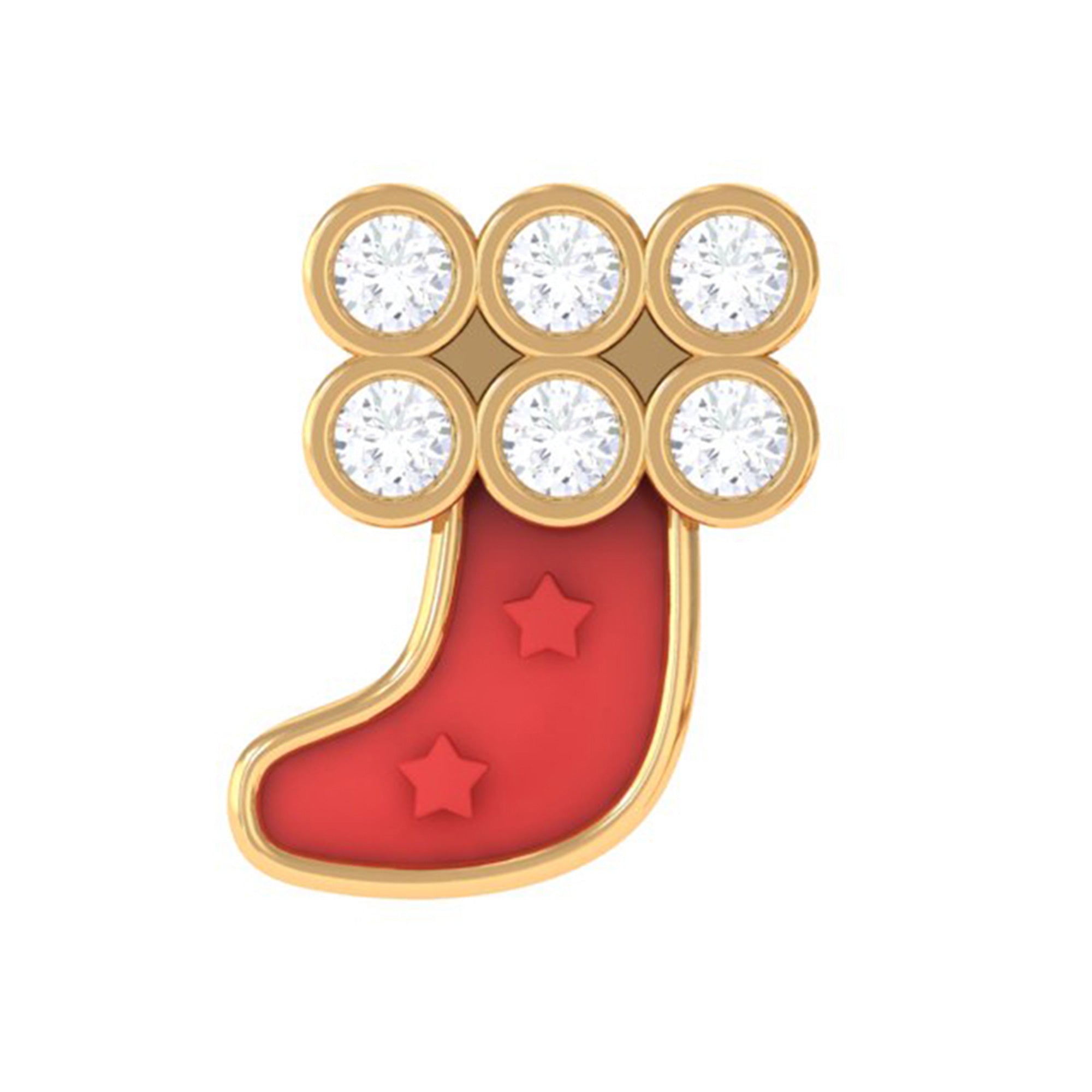 Rosec Jewels-Natural Diamond Cute Christmas Stocking Earring