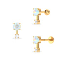 Rosec Jewels-Simple Ethiopian Opal and Diamond 2 Stone Tragus Earring