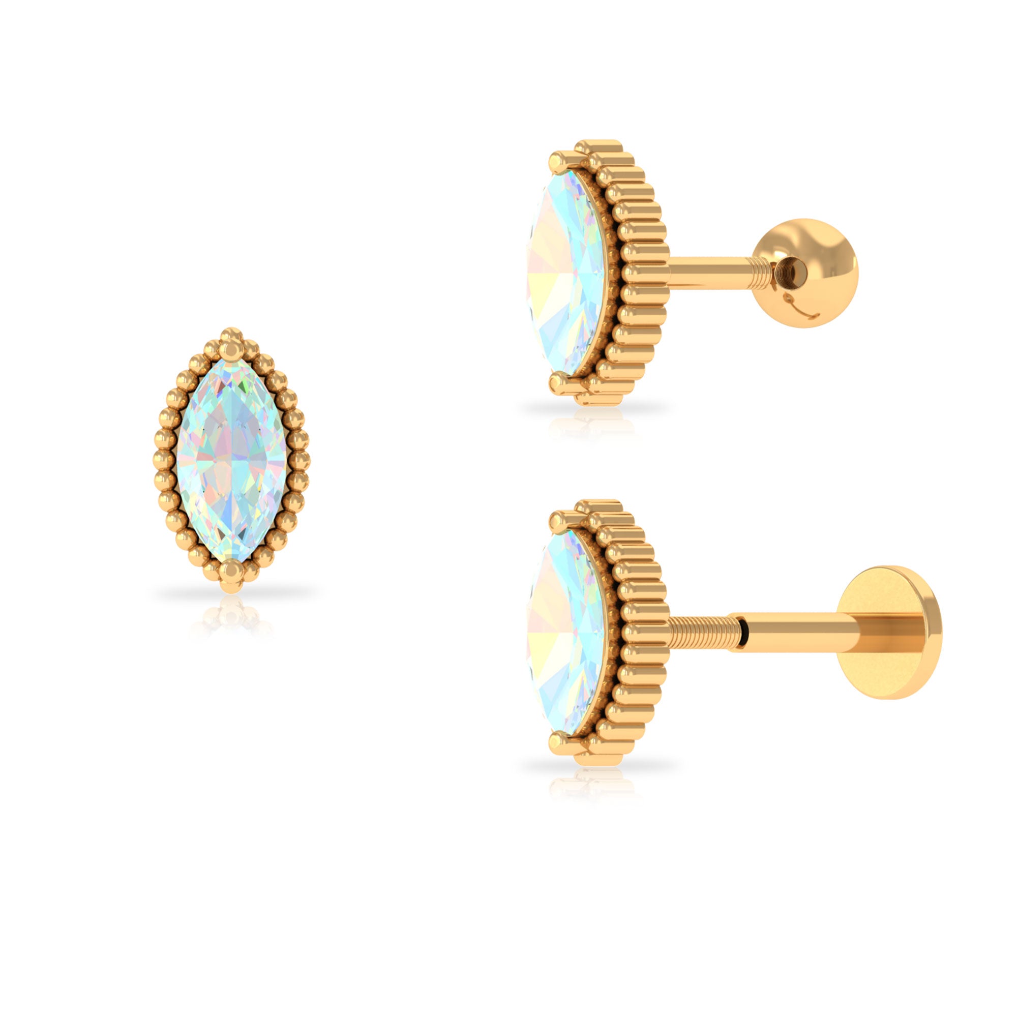 Rosec Jewels-Marquise Ethiopian Opal Beaded Solitaire Tragus Earring