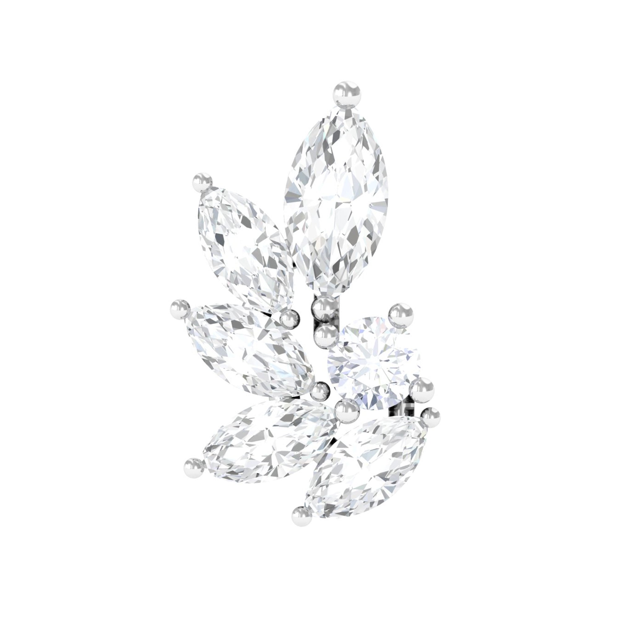 Rosec Jewels-Marquise Diamond Leaf Cluster Earring for Cartilage Piercing