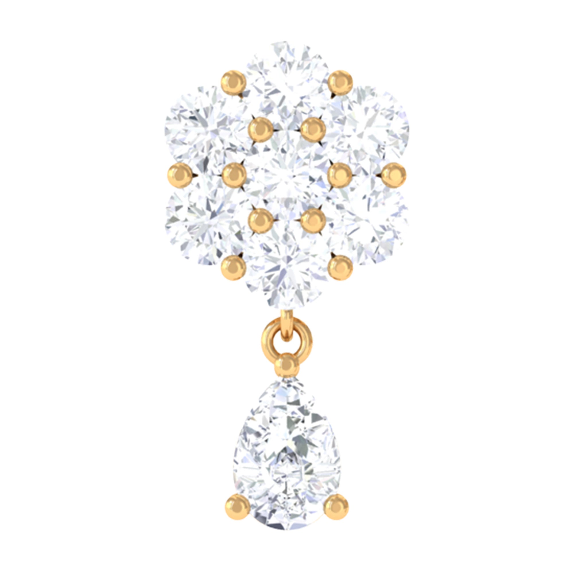 Rosec Jewels-Elegant Diamond Flower Cartilage Drop Earring