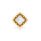 Rosec Jewels-Princess Cut Diamond Solitaire Earring in Beaded Bezel Setting