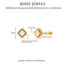 Rosec Jewels-Princess Cut Diamond Solitaire Earring in Beaded Bezel Setting