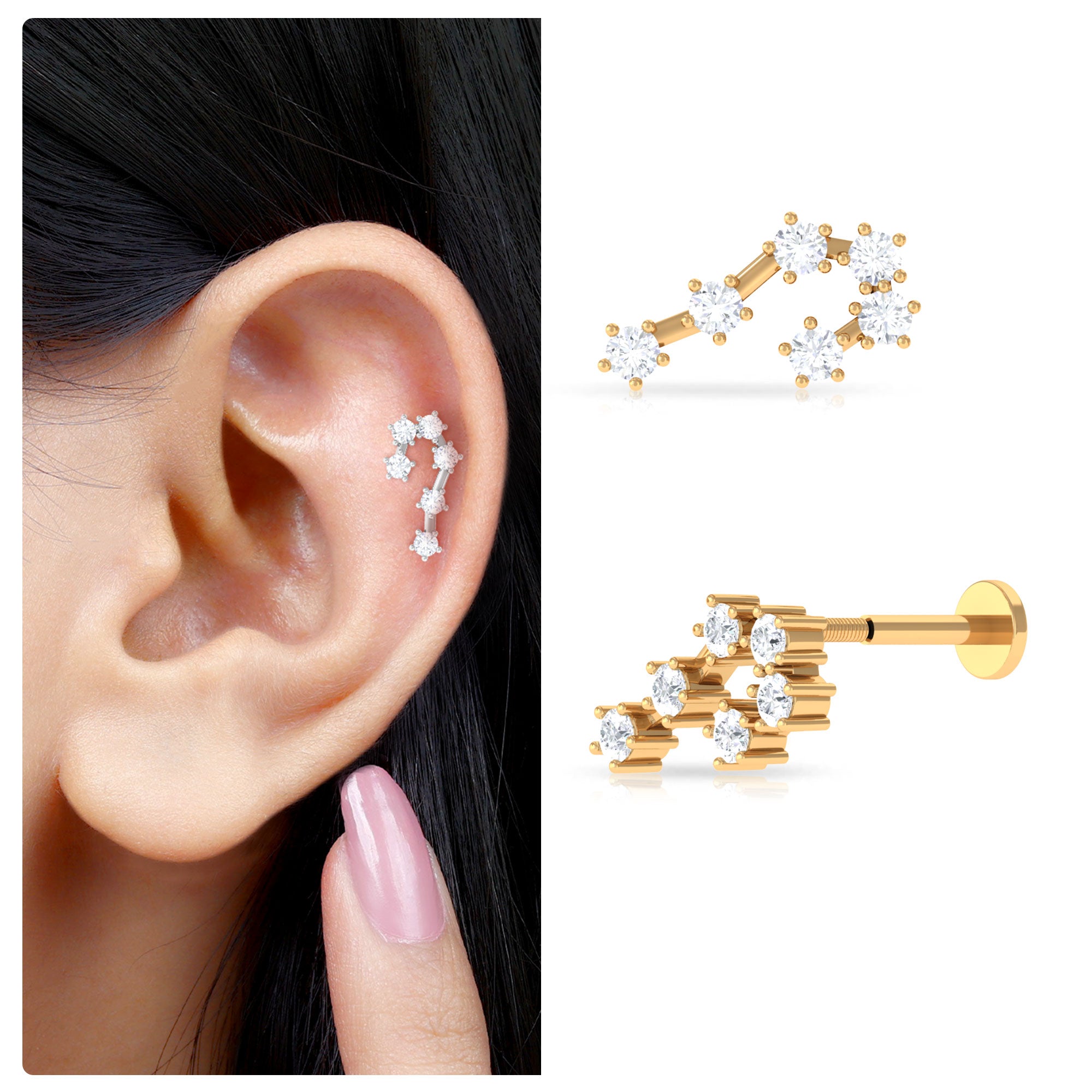 Rosec Jewels-Diamond Cancer Zodiac Ear Crawler Earring