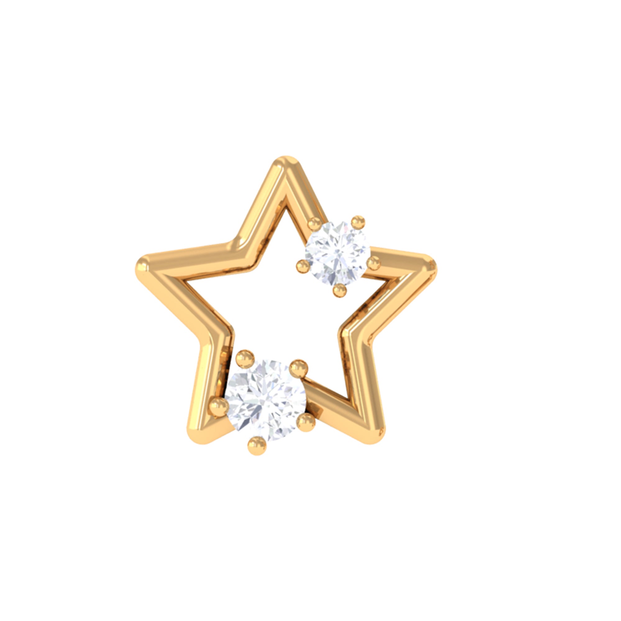 Rosec Jewels-Natural Diamond Star Earring for Upper Lobe Piercing