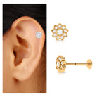 Rosec Jewels-Moissanite Flower Cartilage Earring in Gold