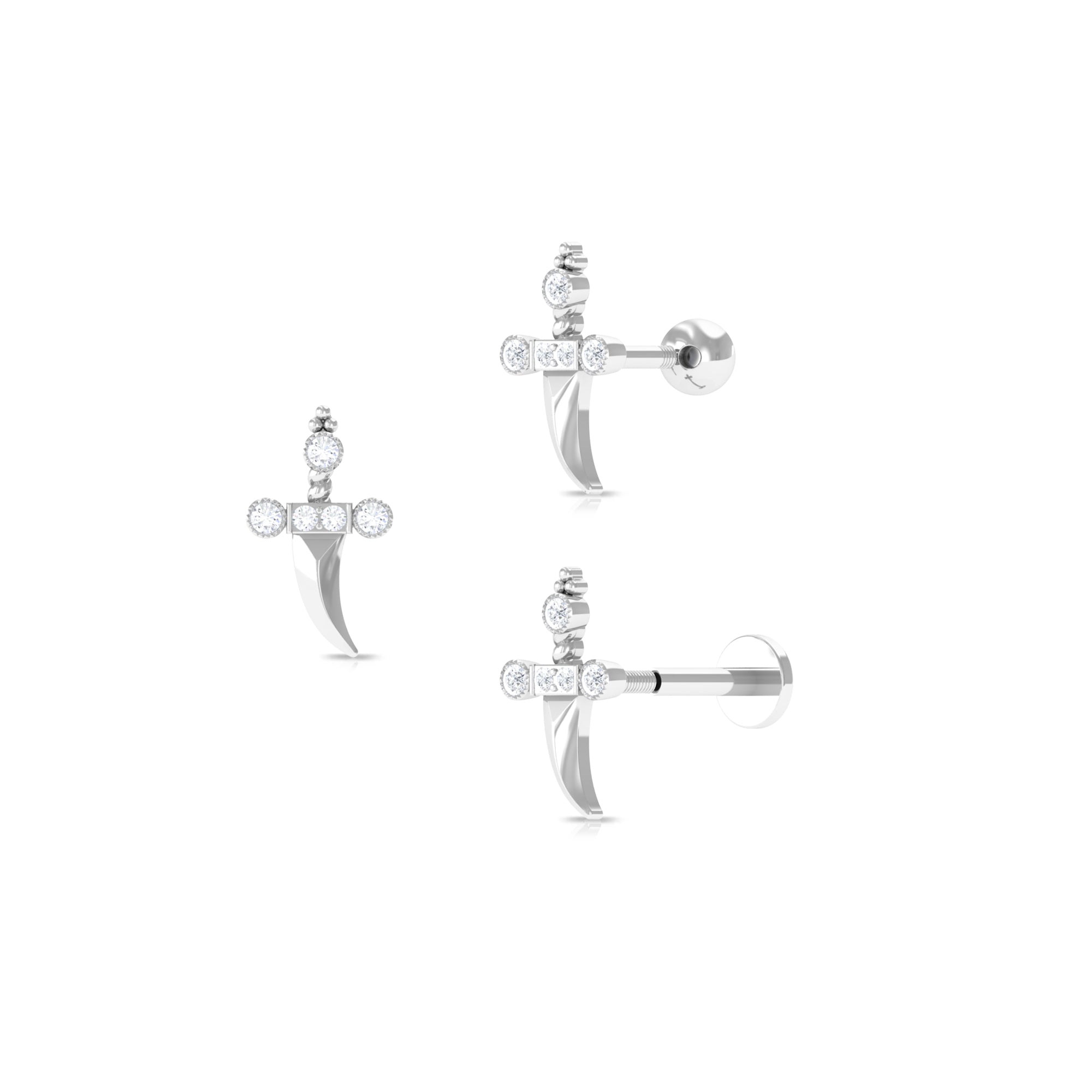 Rosec Jewels-Unique Diamond Dagger Earring for Cartilage Piercing