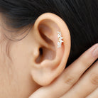 Rosec Jewels-Certified Moissanite Cluster Crawler Earring for Helix Piercing