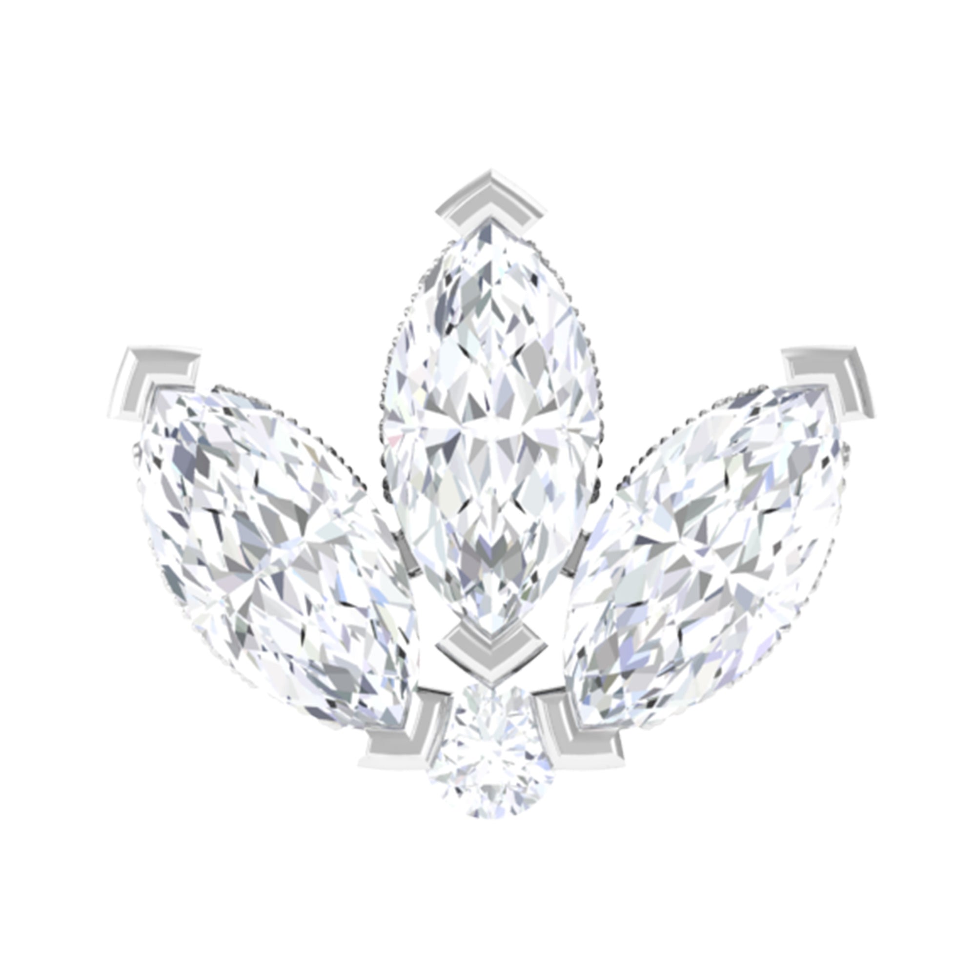 Rosec Jewels-Marquise Diamond Lotus Flower Earring for Helix Piercing